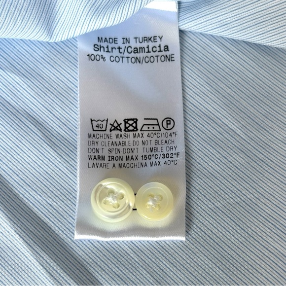 Ermenegildo Zegna Rossini blue micro striped regular fit dress shirt | 44 / 17.5 - Picture 10 of 16